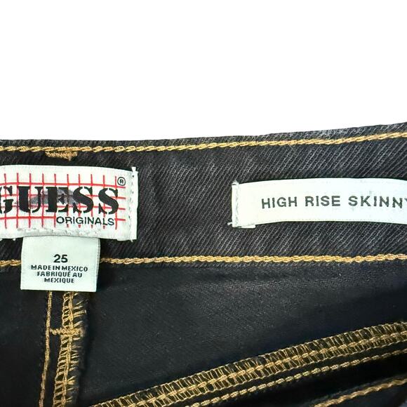 Guess 40th Anniversary Black Wash Button Fly High Rise Skinny Jeans size 25 - Picture 2 of 11